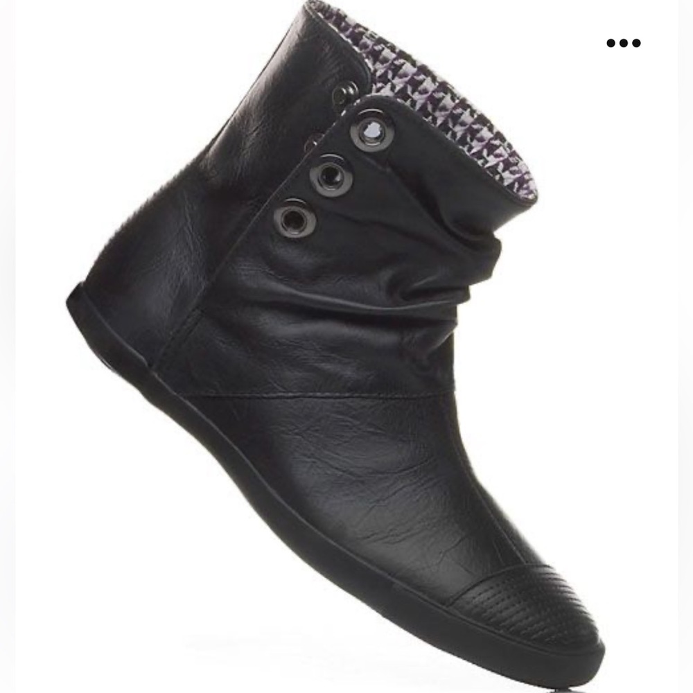 Converse Black and Purple Ankle Booties with Studded Trim